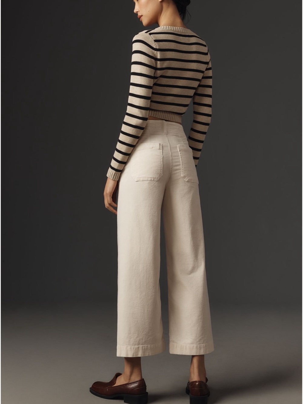 Maeve Anthropologie The Colette Pants Ivory High Rise Cropped Corduroy Sz 34 NEW - Picture 4 of 13